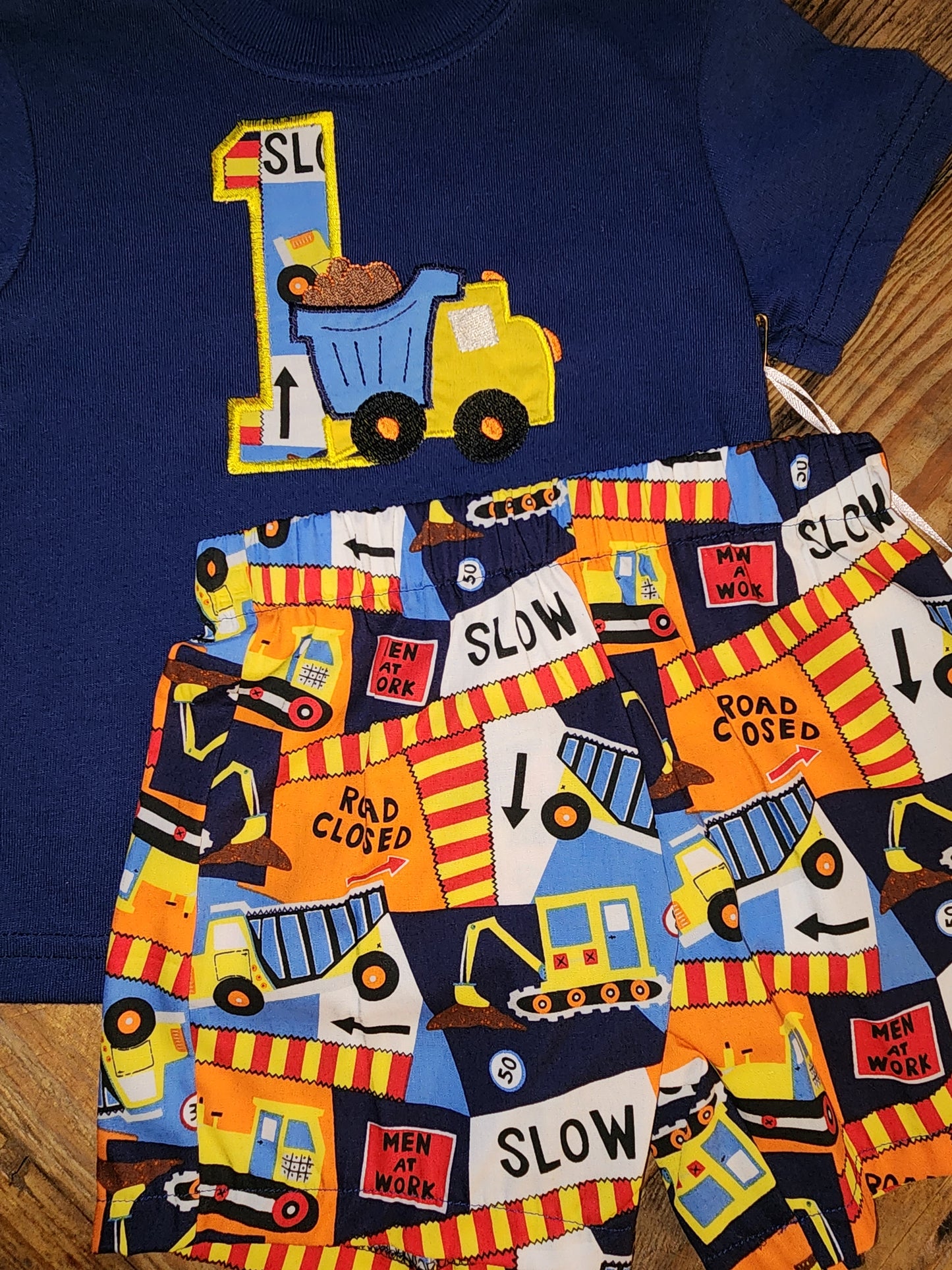 Dump Truck First Birthday Size 18m Short Set
