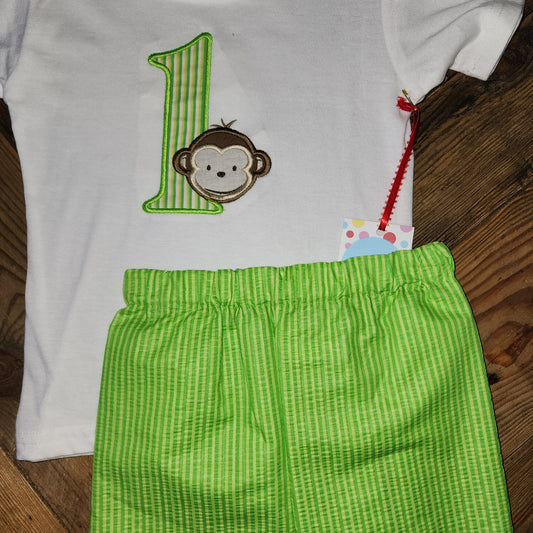 Monkey First Birthday Size 18m Two Piece Outfit