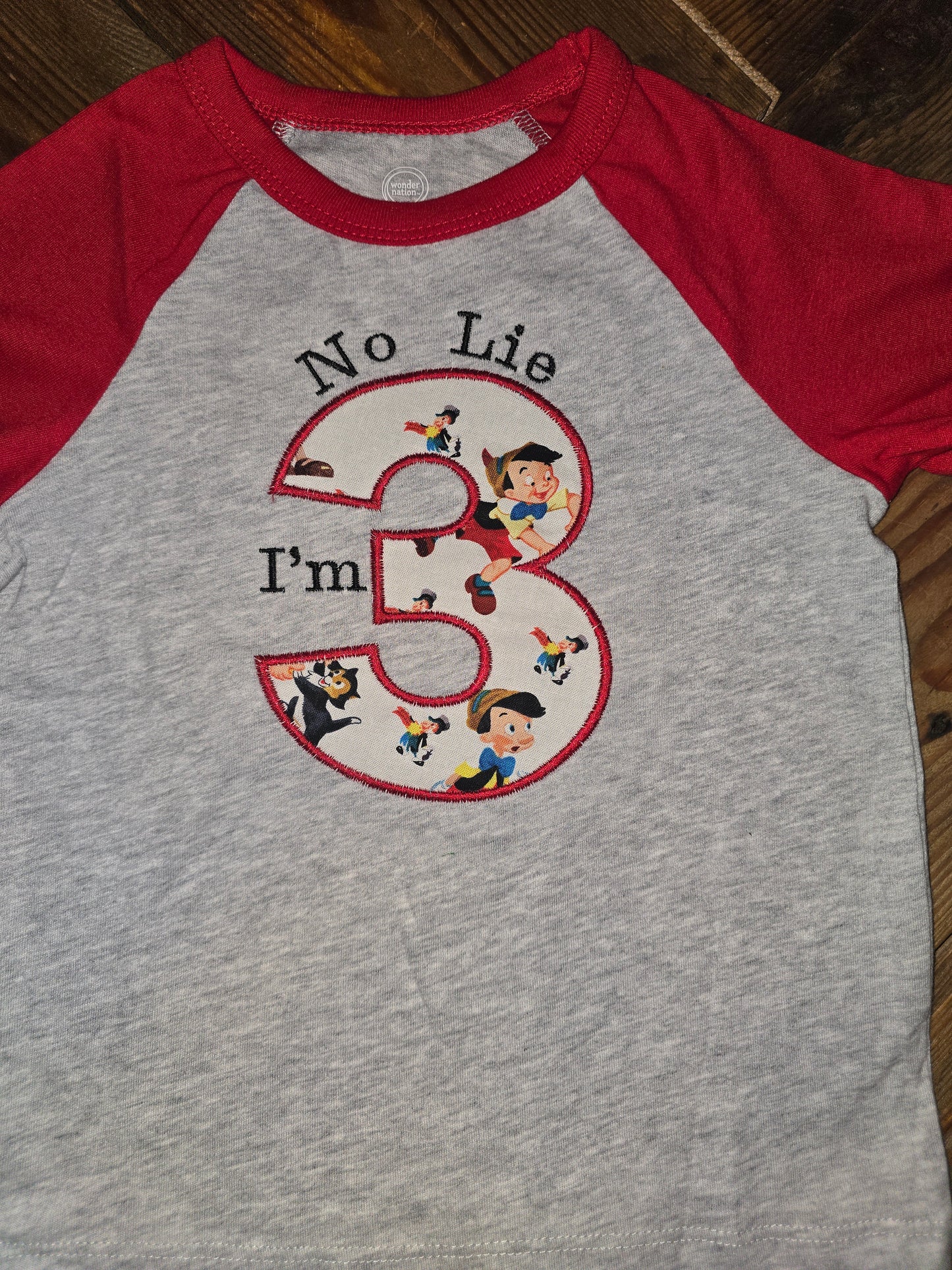 Pinocchio Size 3t No Lie I'm 3 Birthday Shirt
