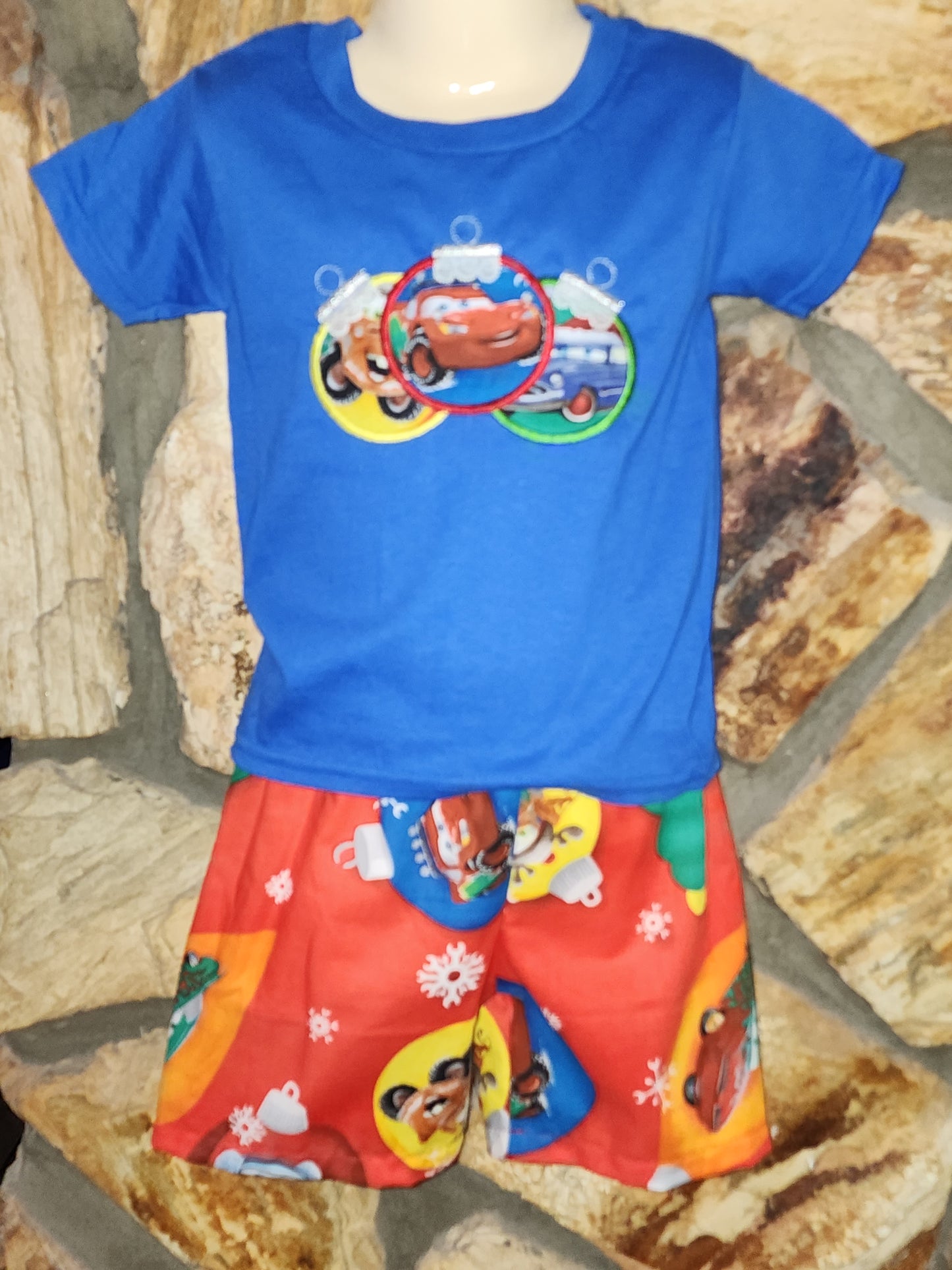 Christmas Cars Size 2 Two Piece Short Set