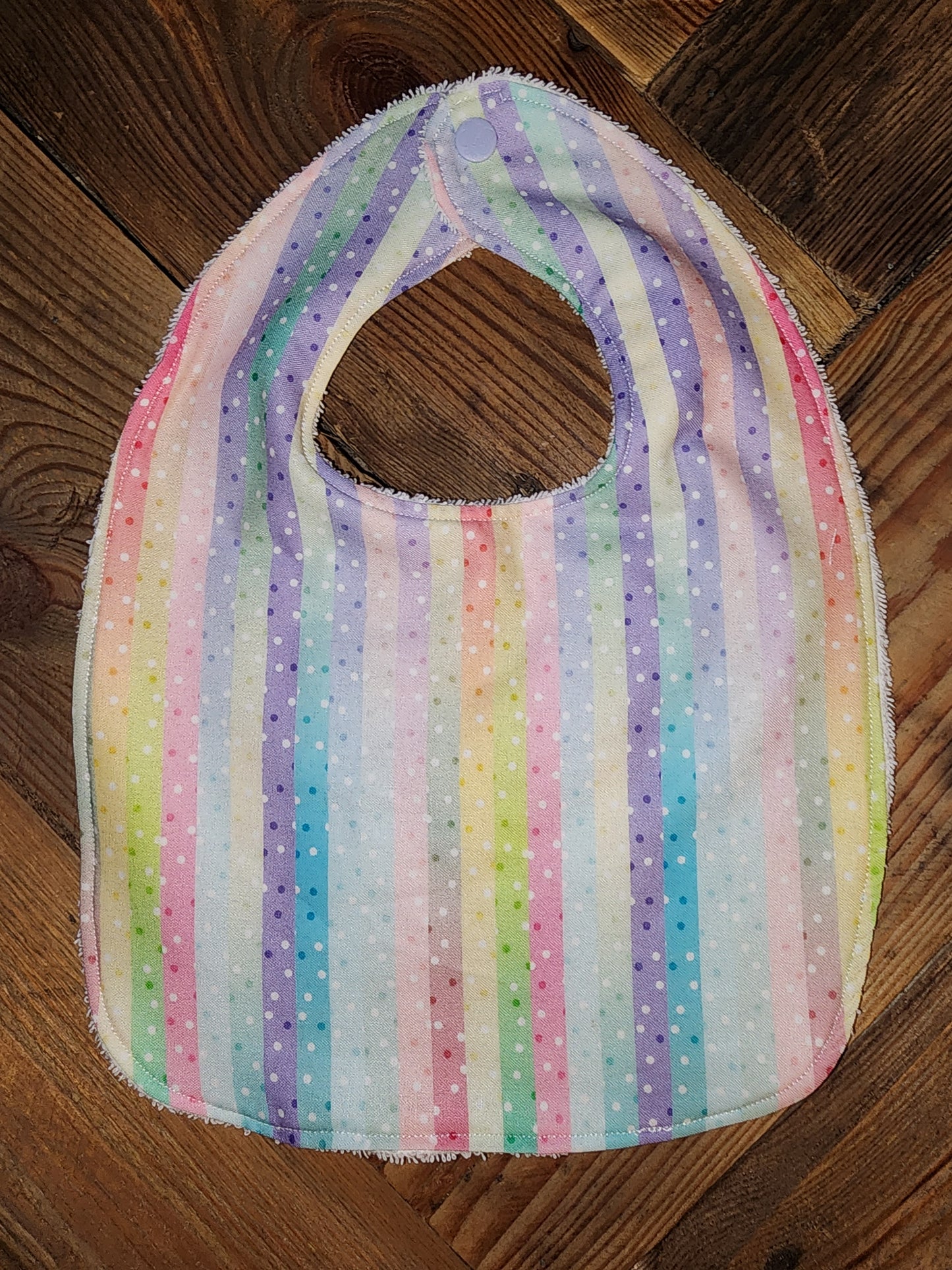 Pastel Rainbow Stripes And Dots Bib