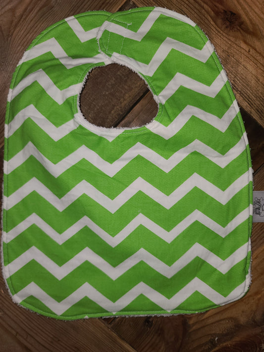 Green Chevron Baby Bib