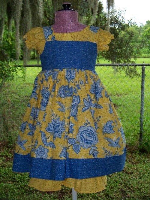Blue and Yellow Floral Three Piece Drss Set Size 4/5