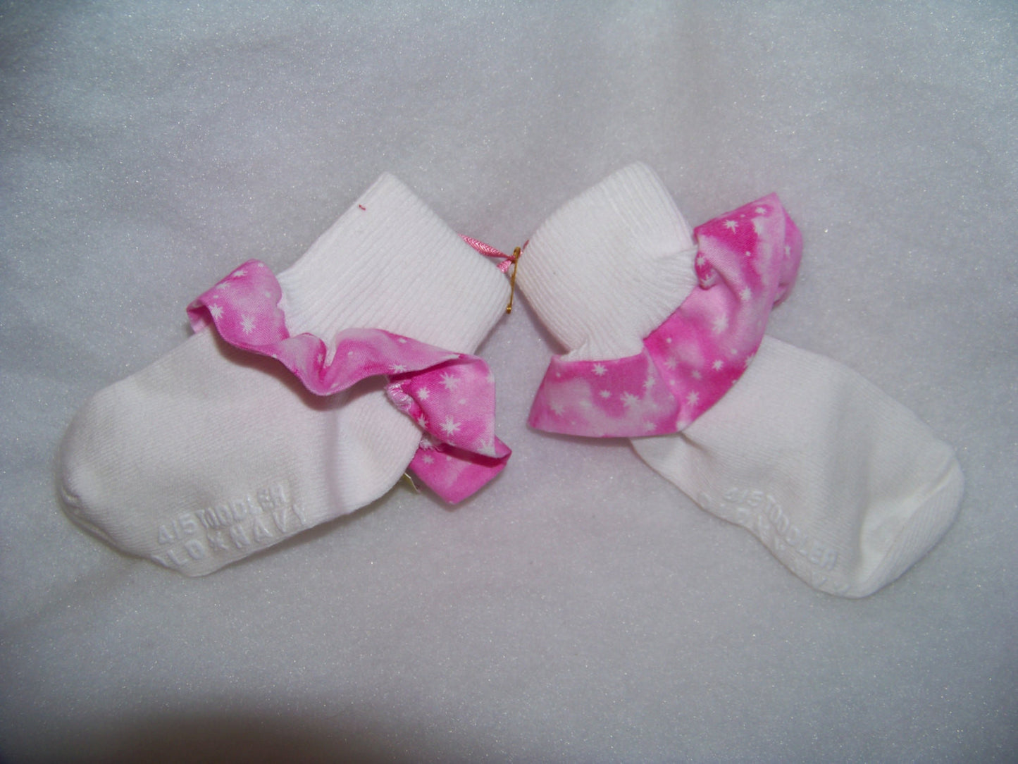baby toddler pink and white ruffle socks