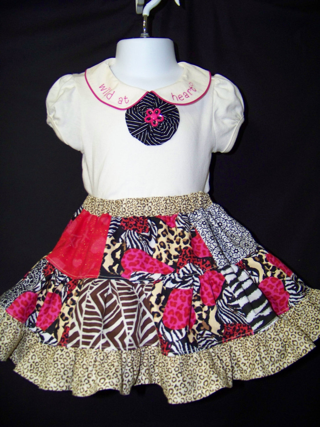 Safari Animal Print Two Piece Twirl Skirt Set