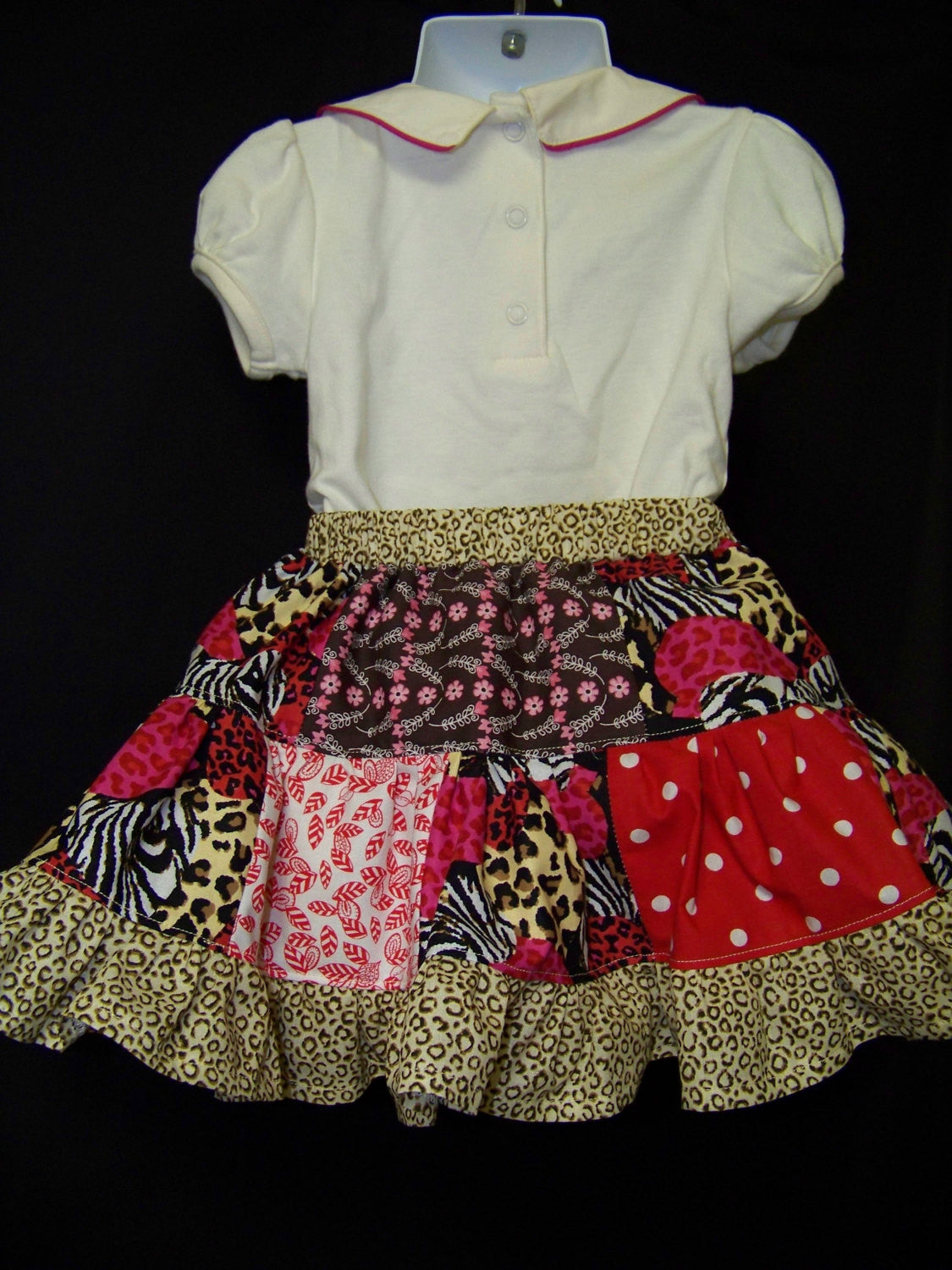 Safari Animal Print Two Piece Twirl Skirt Set