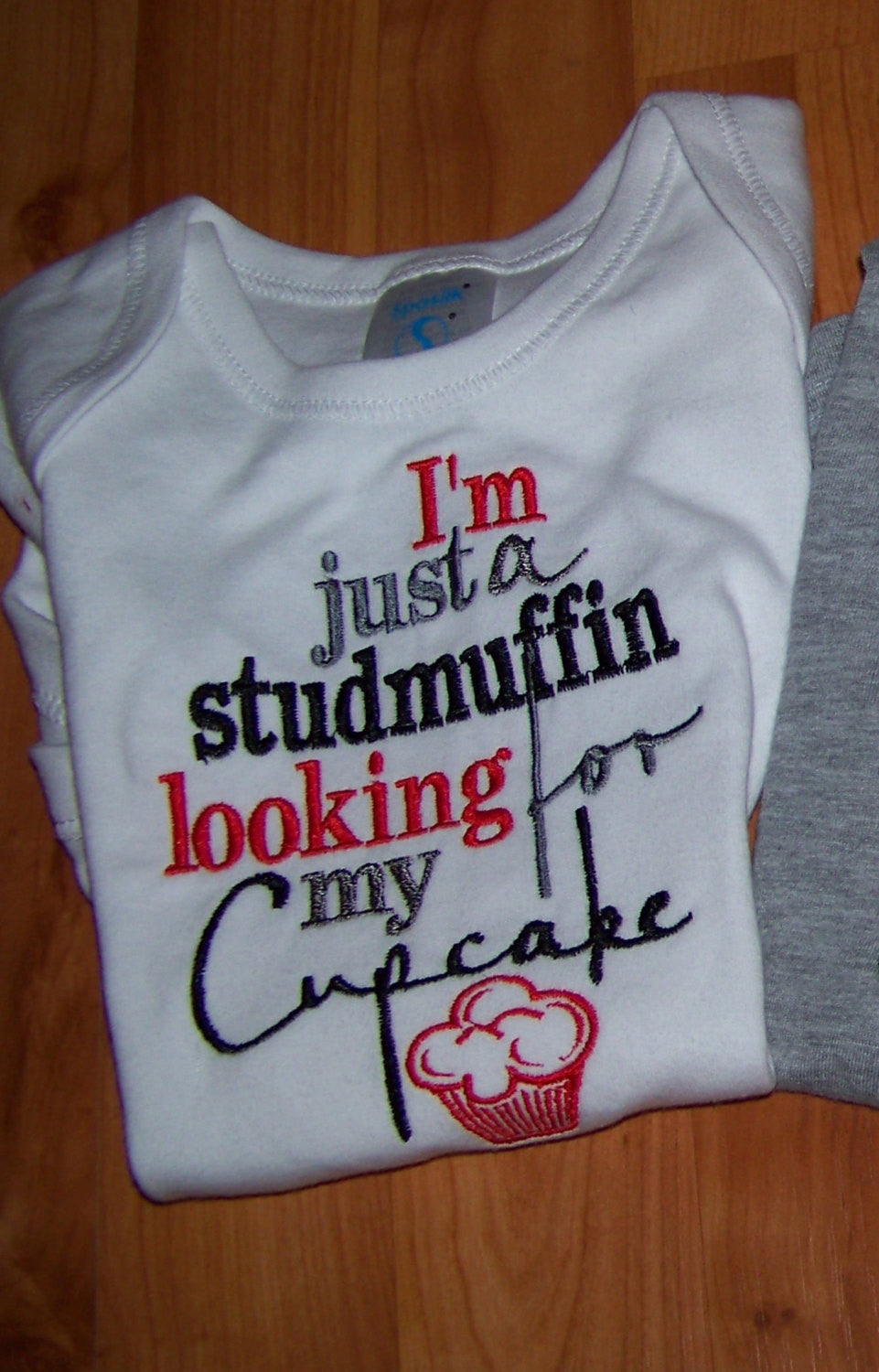 Studmuffin shirt I'm Just a Stud muffin looking for my cupcake shirt boys valentine shirt