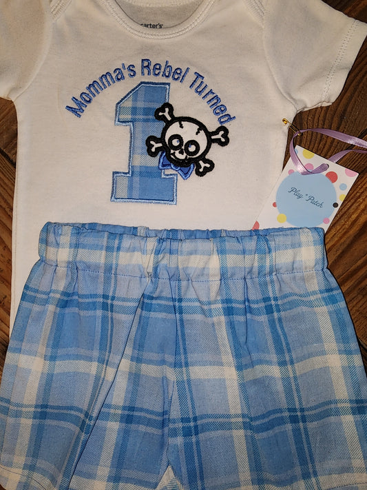 Momma's Rebel Turned 1 Size 12m Two Piece Outfit
