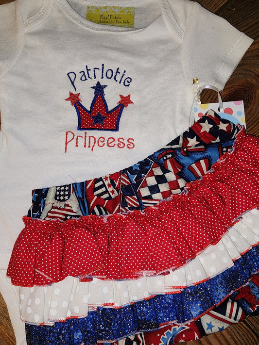 Patriotic Princess Size 3m Ruffle Bottom Set