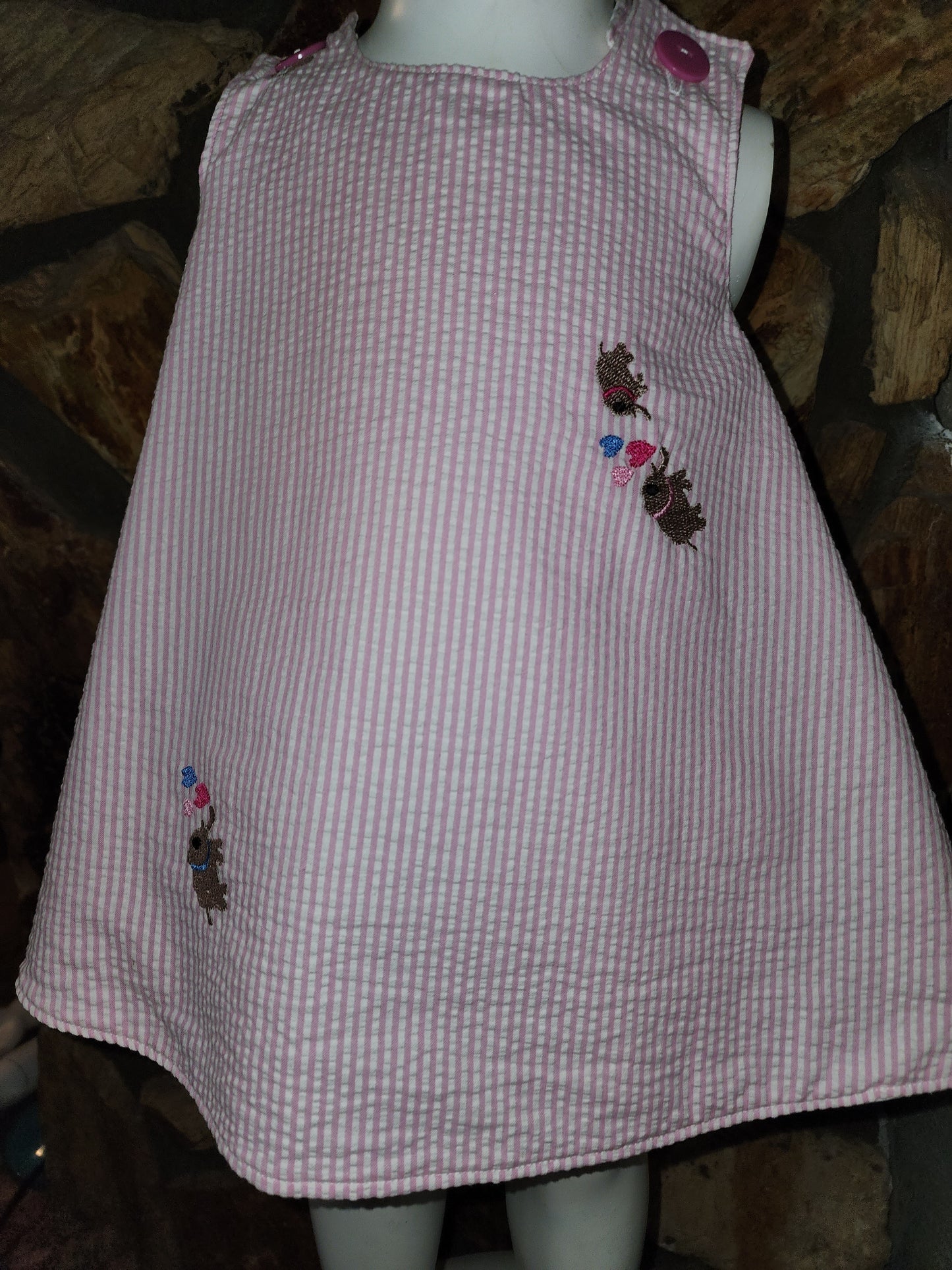 Pink and White Striped Elephant Themed Swing Top and Diaper Cover Size 9/12m