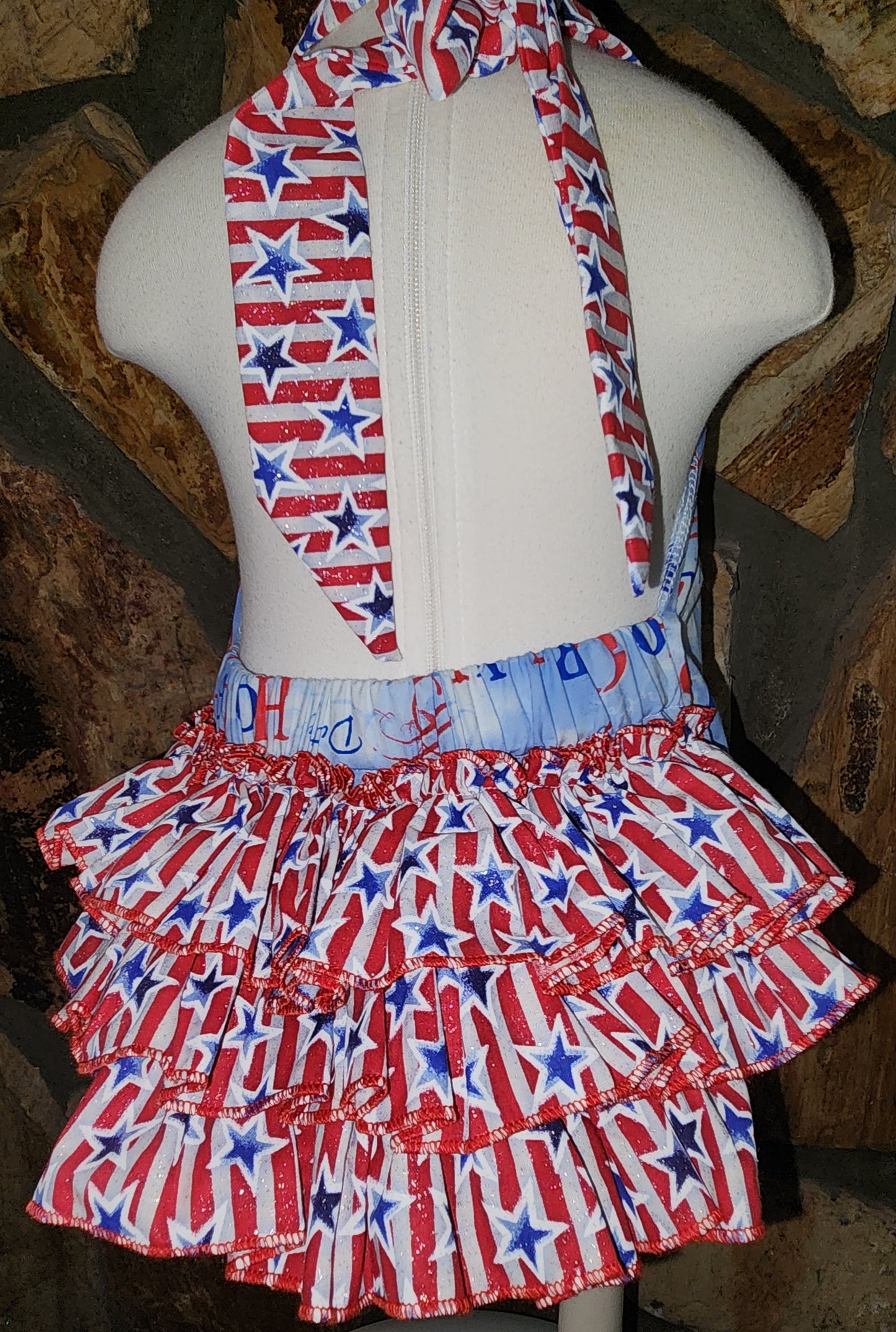 Honor and Duty Patriotic Ruffle Bottom Halter Size 6/12m