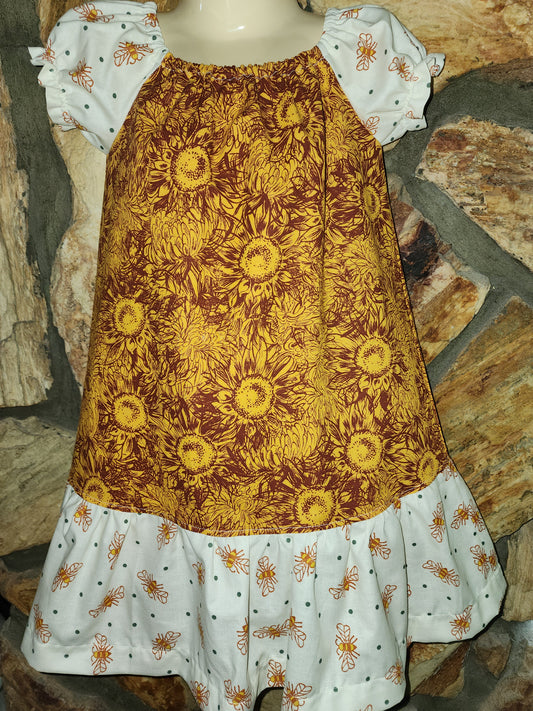 Harvest Sunflower and Bees Size 3/4 Dress