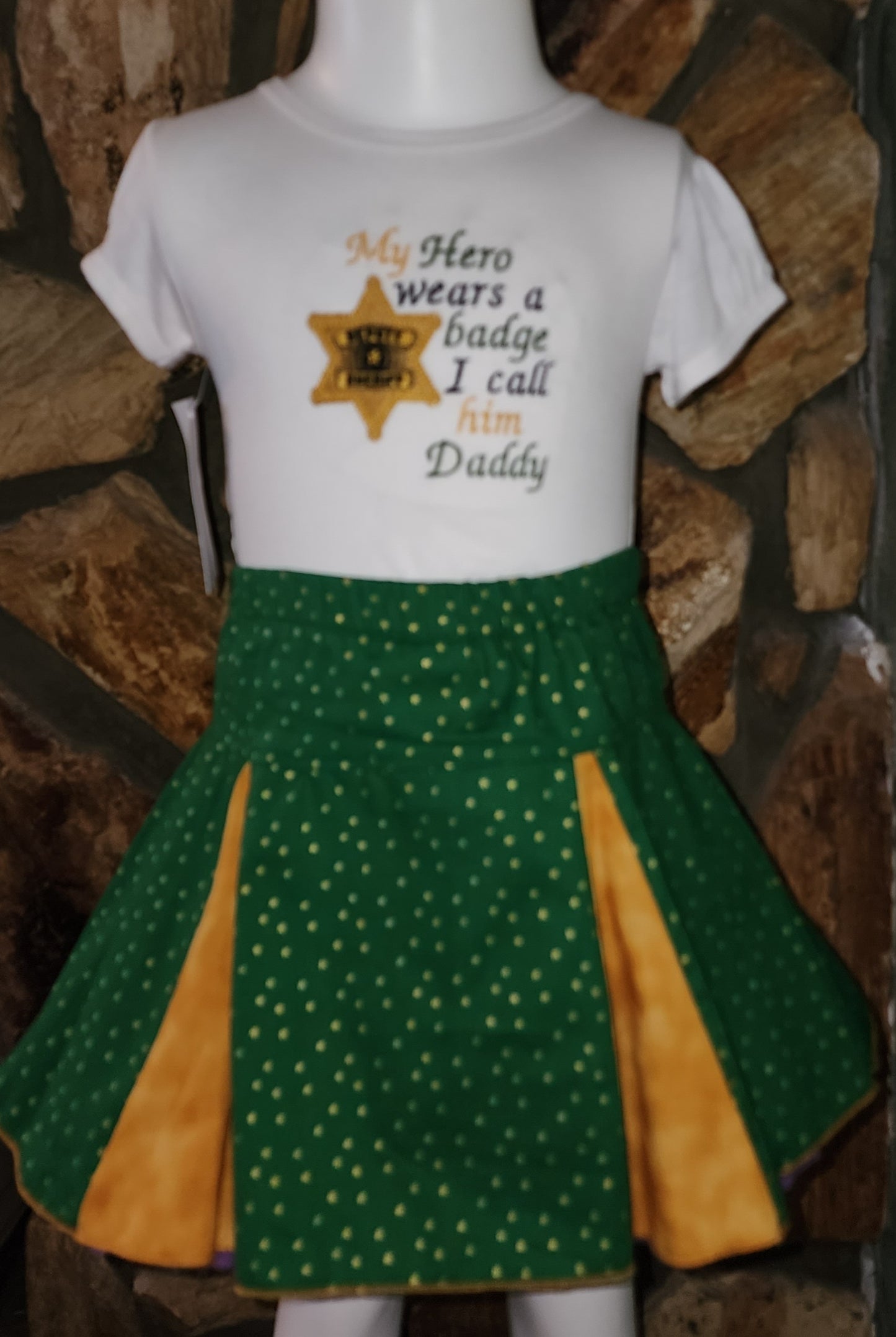 My Hero Wears a Badge Two Piece Size 2 Skirt Set