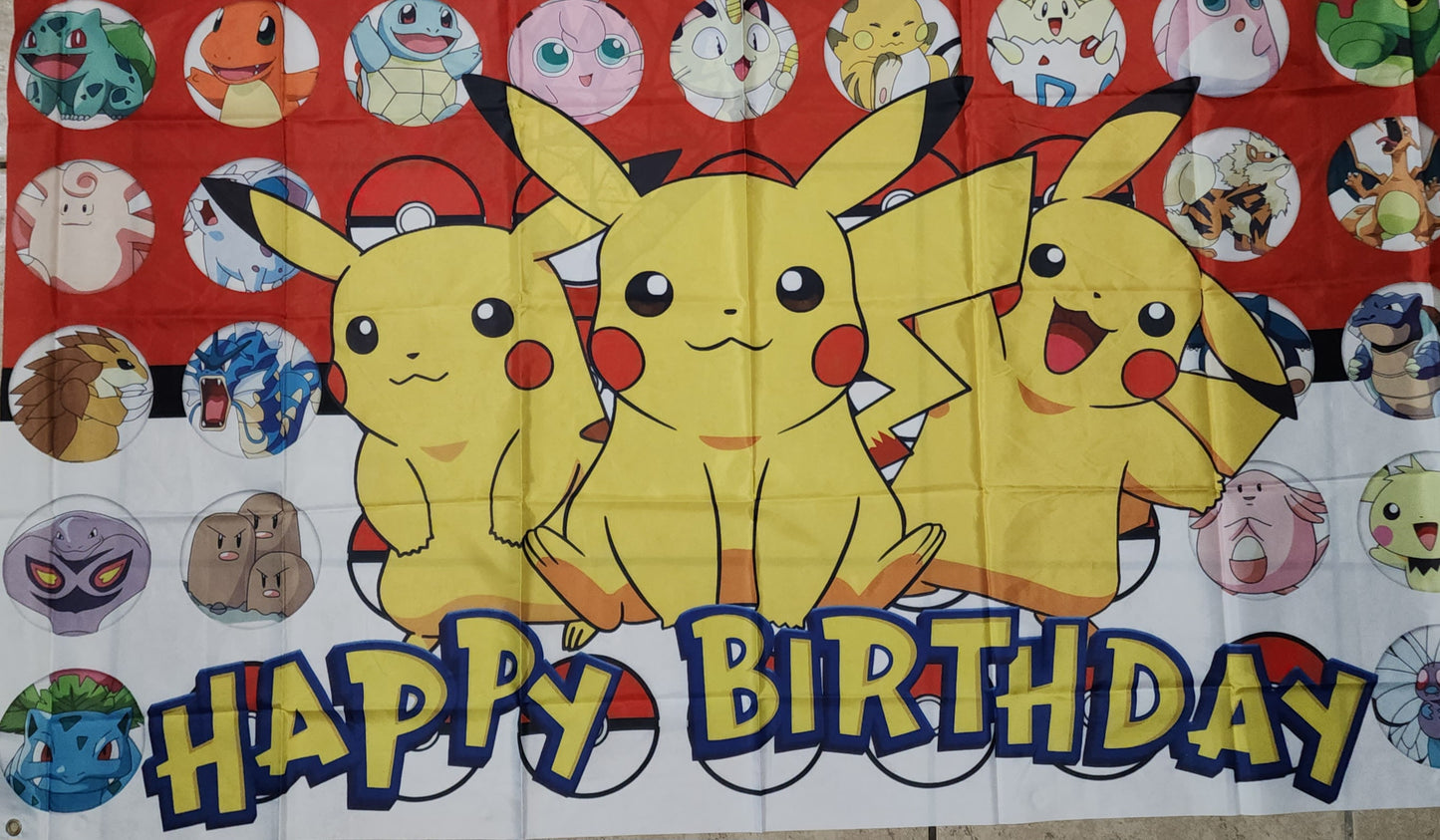 Pokemon Birthday Hat, Banner, Party Favor Straws