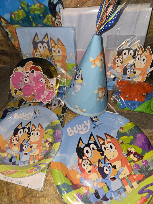 Bluey Birthday Hat and Party Supplies Banner
