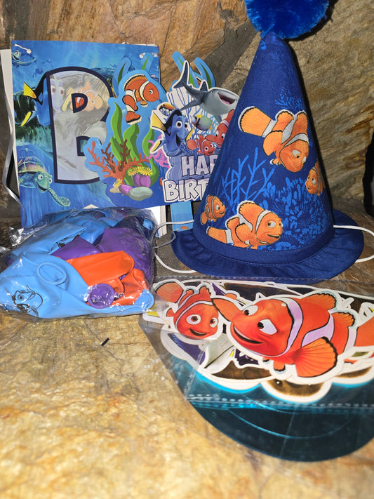 Nemo Birthday Hat  Birthday Banner and Balloons