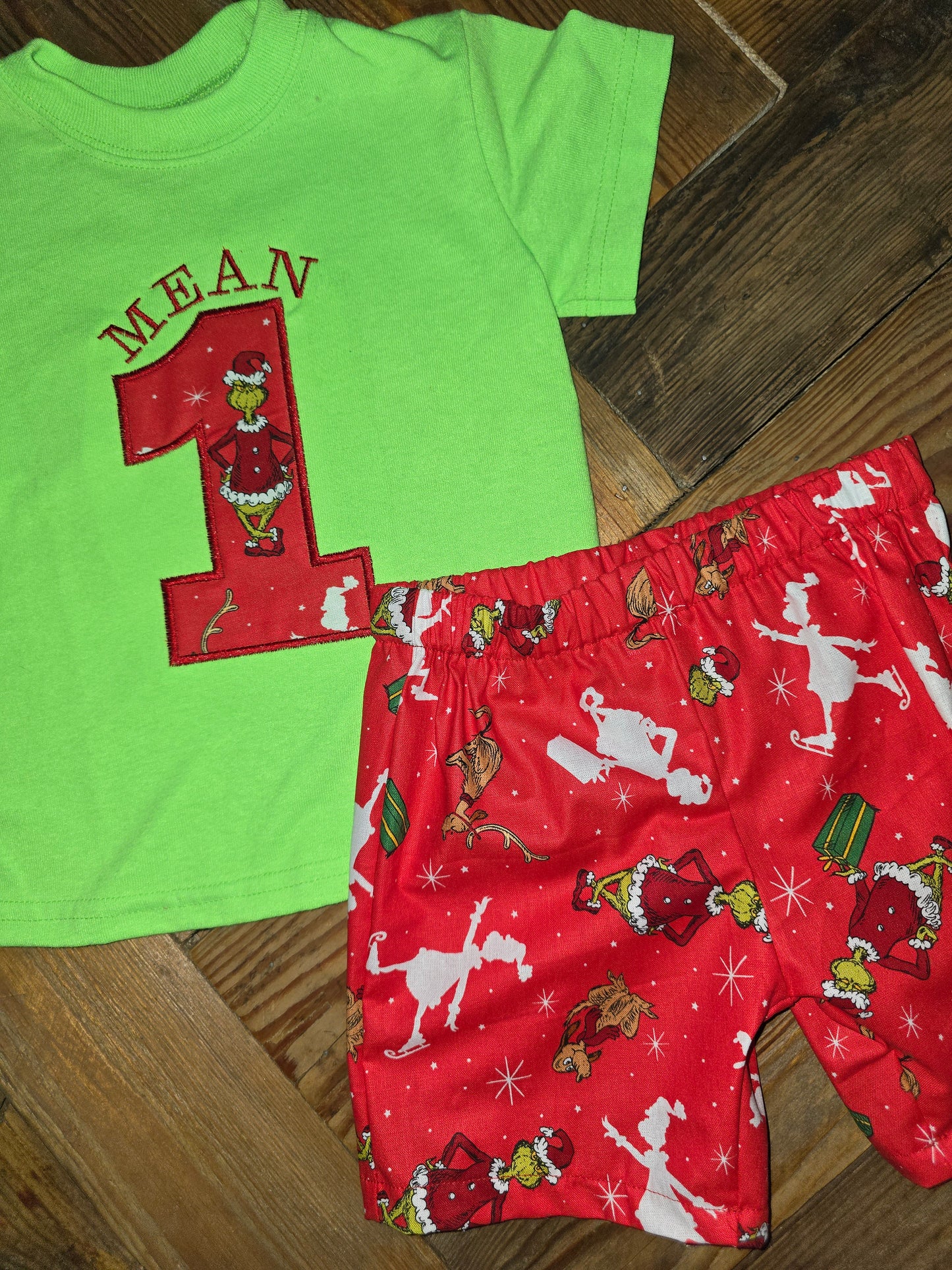 Mean One Grinch Themed First Birthday Size 18m Two Piece Set