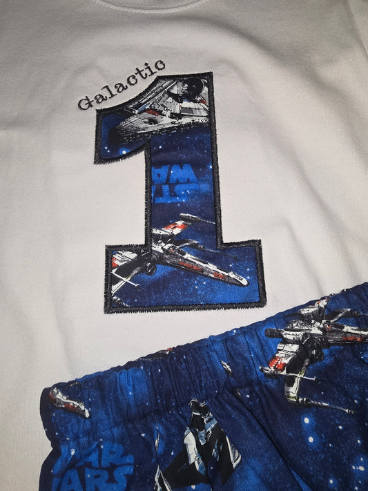 Galactic One Size 12/18m Two Piece Star Wars Themed Birthday Outfit
