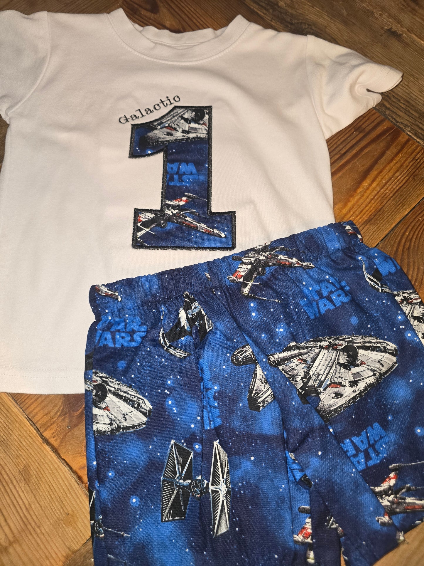 Galactic One Size 12/18m Two Piece Star Wars Themed Birthday Outfit