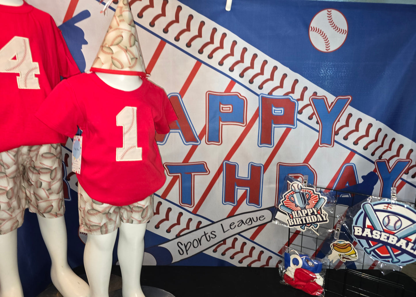 Baseball Themed  Birthday Hat and Banner