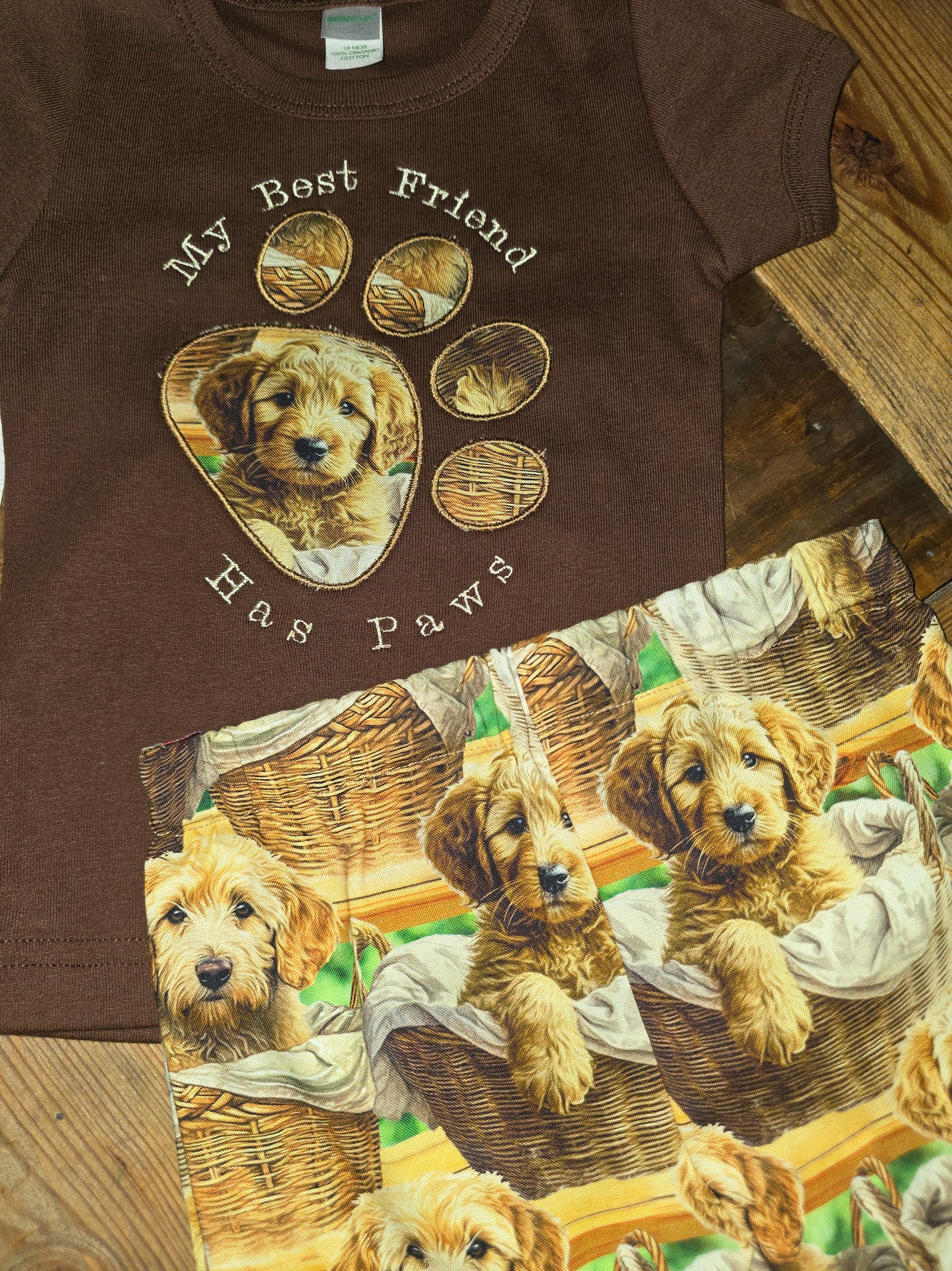 My Best Friend Has Paws Size 18m Golden Doodle Short Set