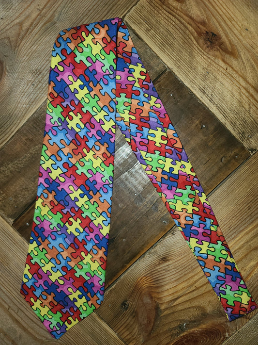 Autism Awareness Adult puzzle piece mans necktie men's boutique tie