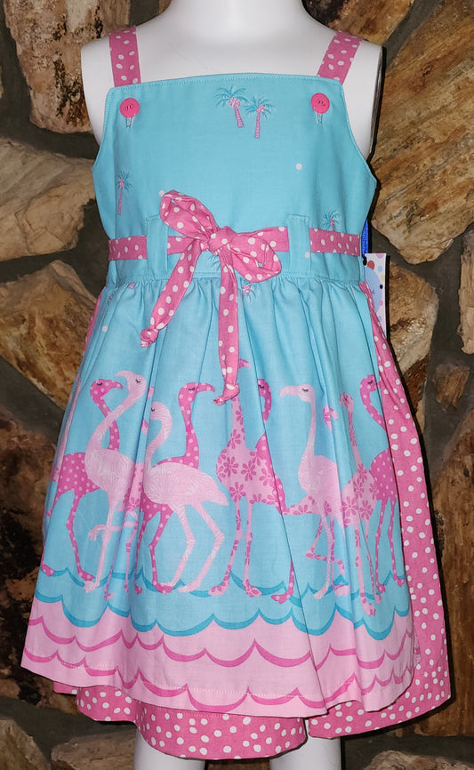 Flamingo Apron Dress Size 3