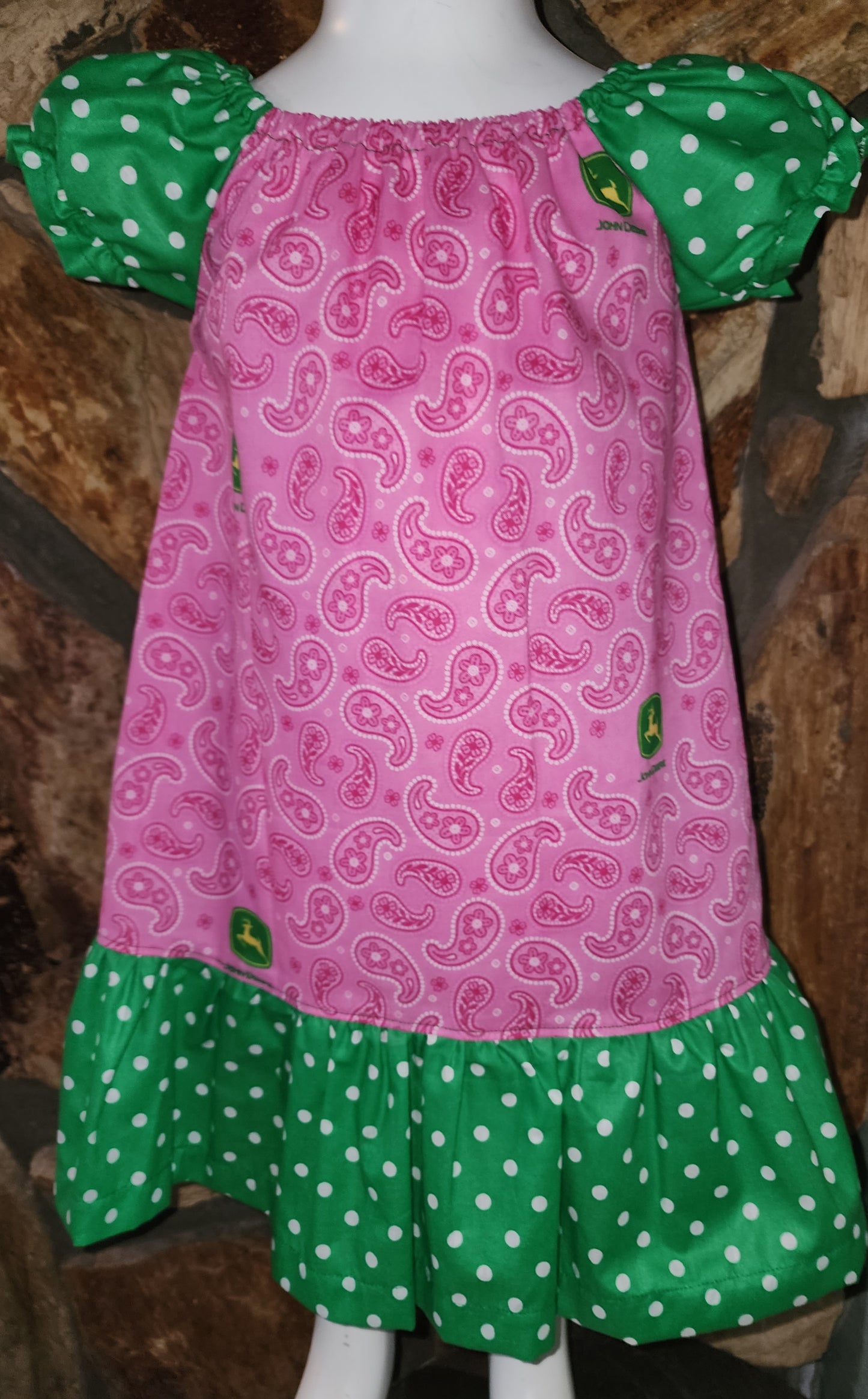Pink Paisley John Deere Themed Dress Size 2/3