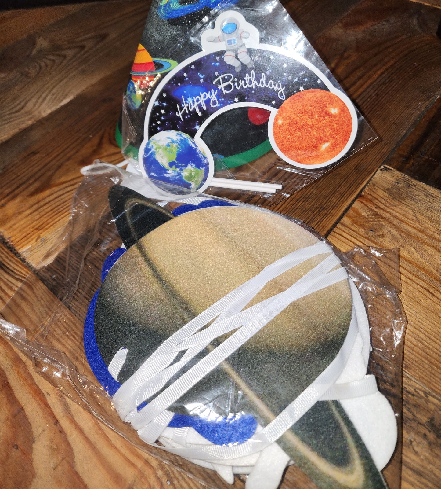 Space Themed Birthday Hat Paper Banner Cake Topper