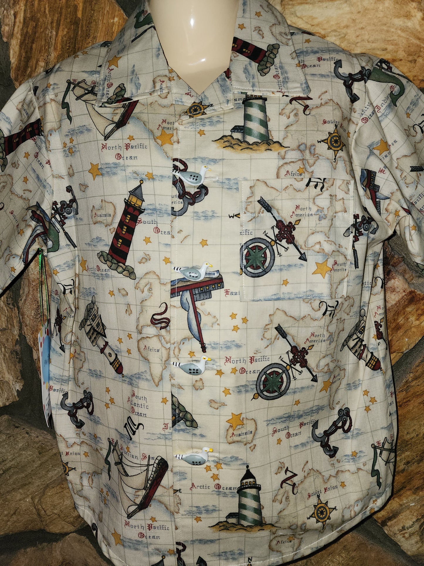 Nuatical Map and Lighthouse Size 5 Shirt