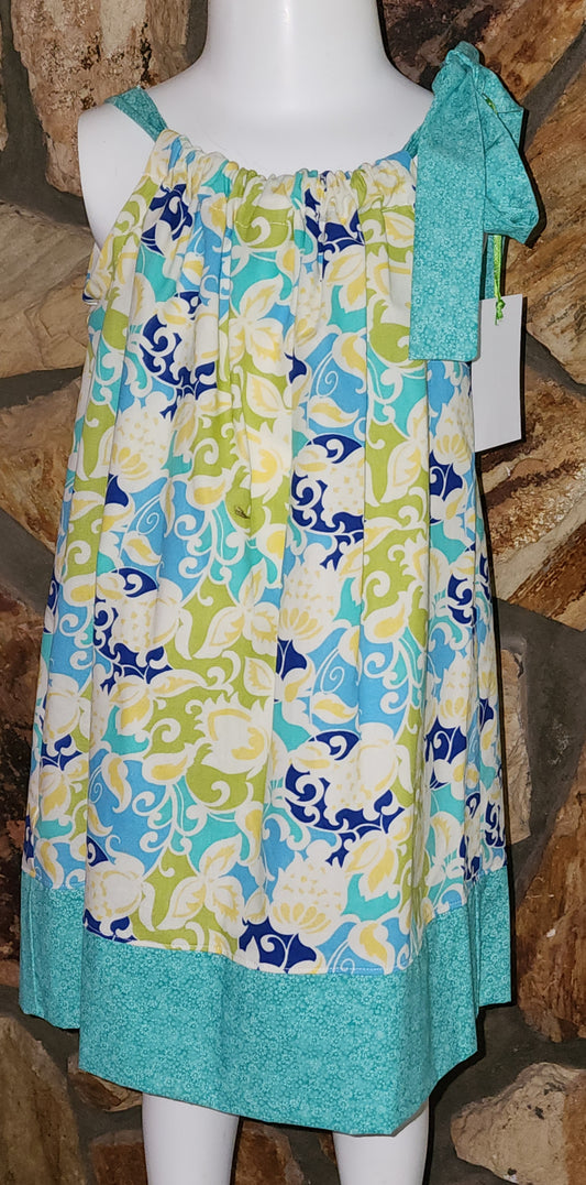 Blue Floral Damask Size 4 Dress