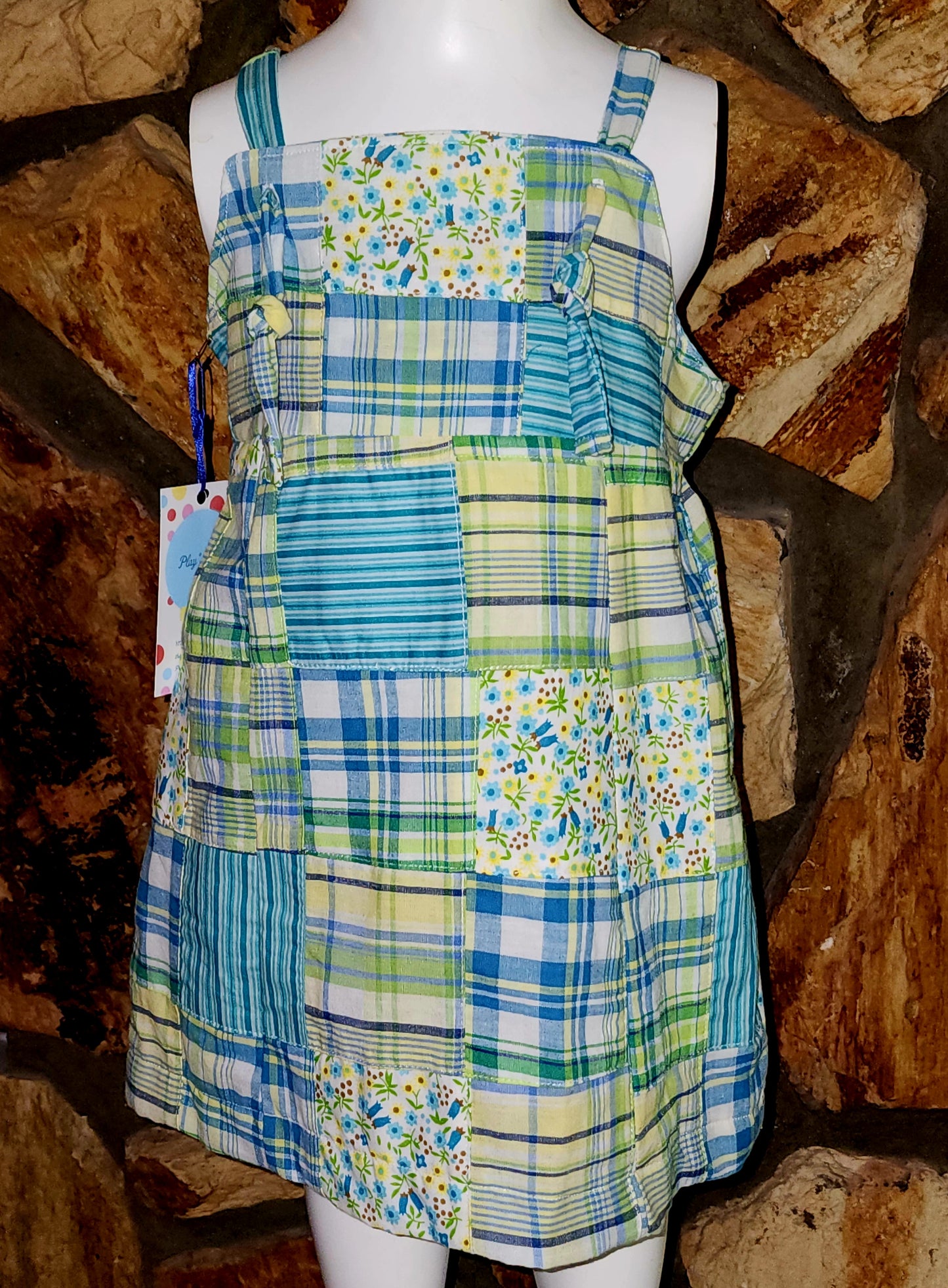 Plaid and Flowers Patchwork Dress Size 2/3
