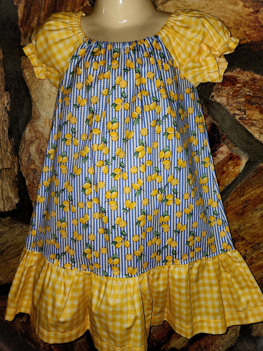 Lemon Summer Peasant Dress Size 4/5