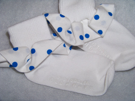 toddler ruffle socks blue and white polka dots