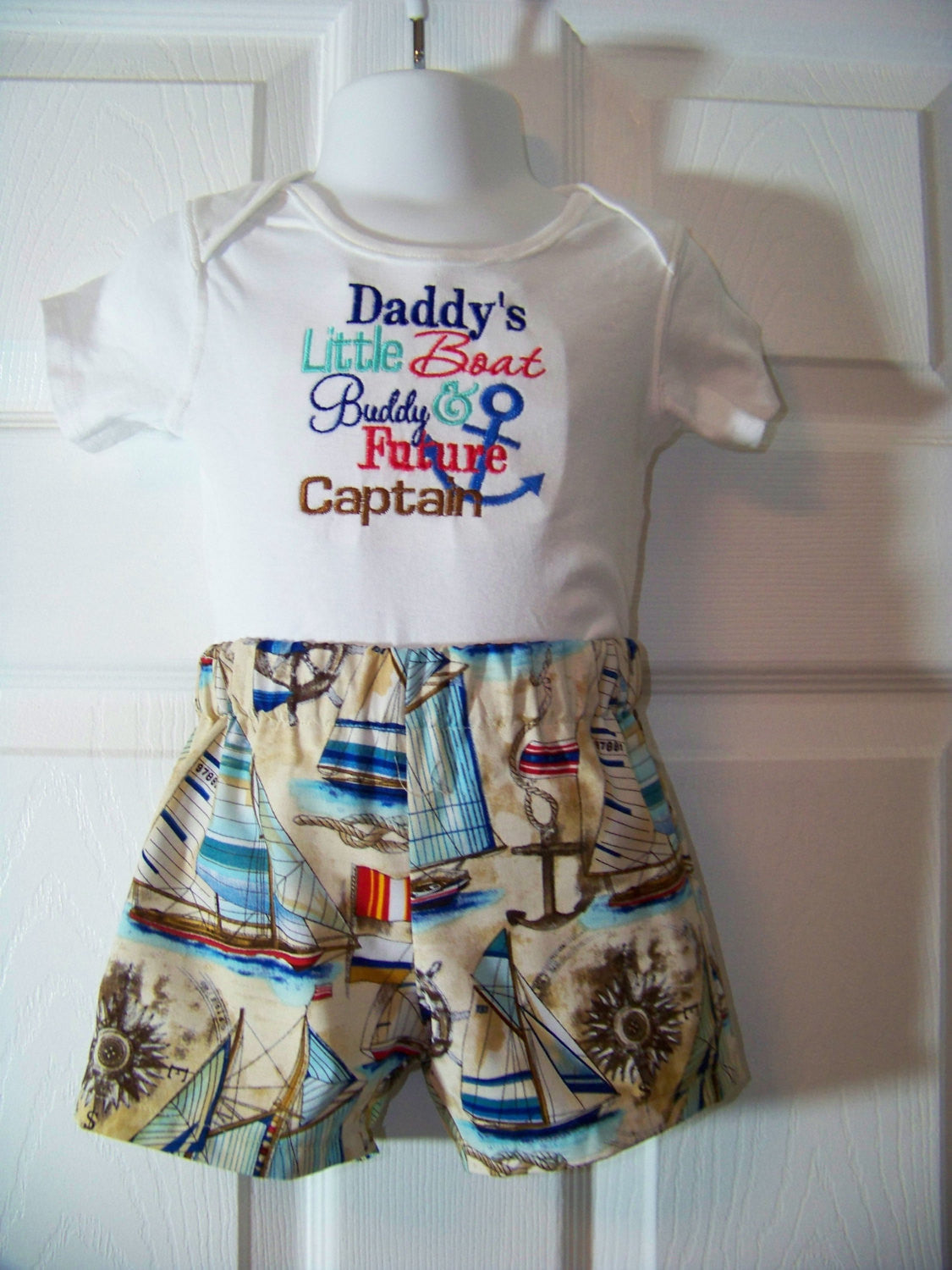 Daddy's Little Boat Buddy size 12m Two Piece Short Set