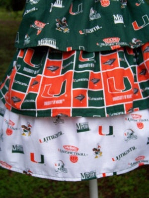 University of Miami Hurricanes dress girls ruffled halter football dress SAMPLE SALE!!