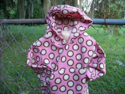 Brown pink and cream polka dot Hoodie fall and winter pullover hoodie