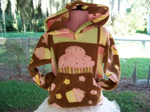 Brown pink and yellow cupcake Hoodie fall and winter pullover hoodie