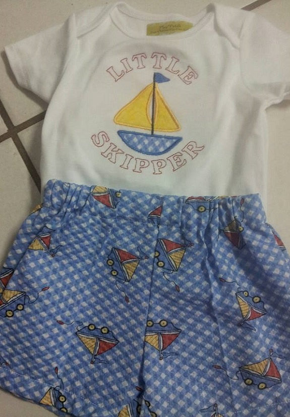 custom boutique little skipper boys sailboat shorts set sailboat outfit