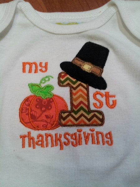 My first thanksgiving  pumkin shirt pilgrim shirt