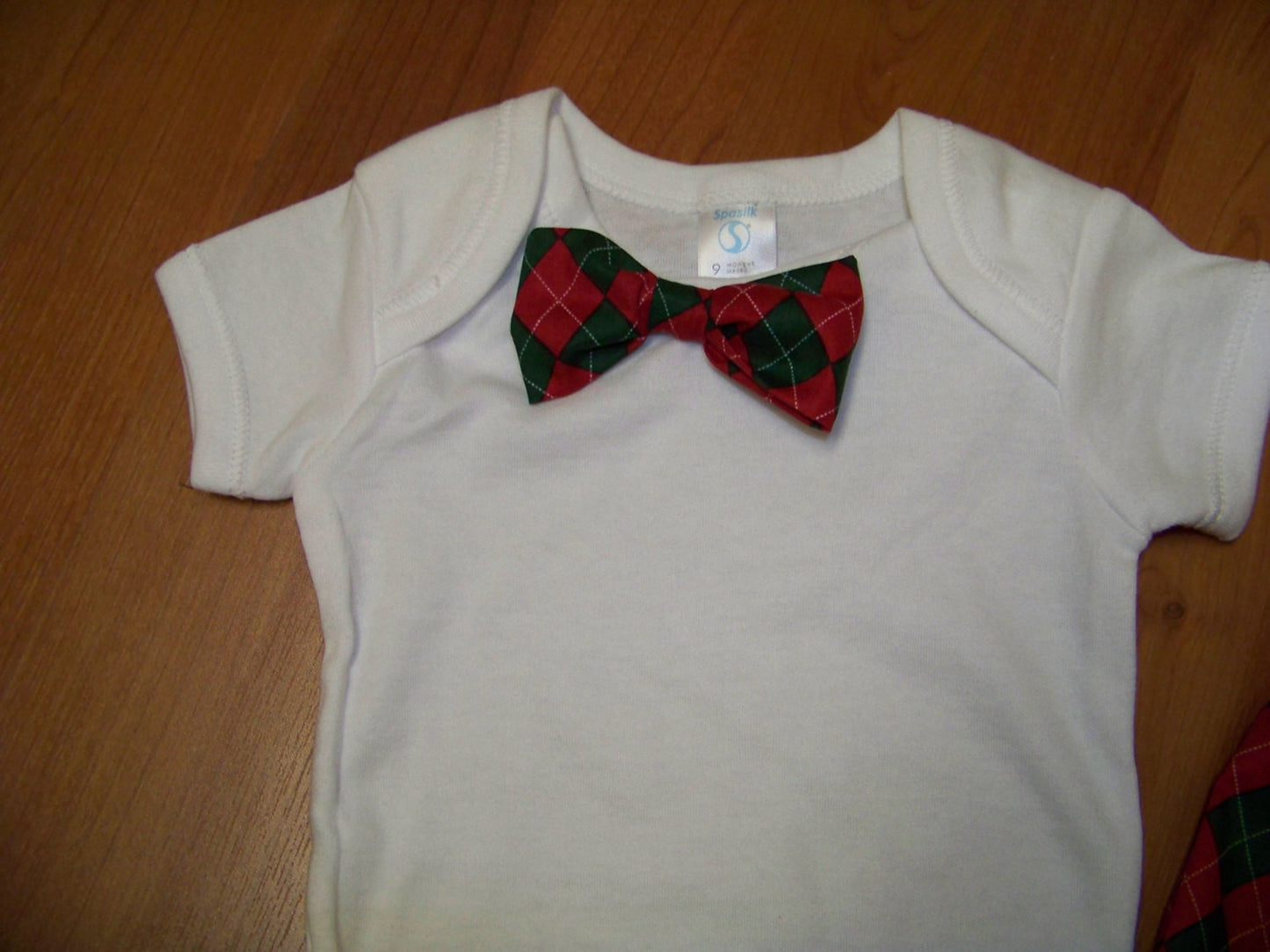 christmas short set boys two piece custom boutique shorts and matching bowtie shirt  bow tie