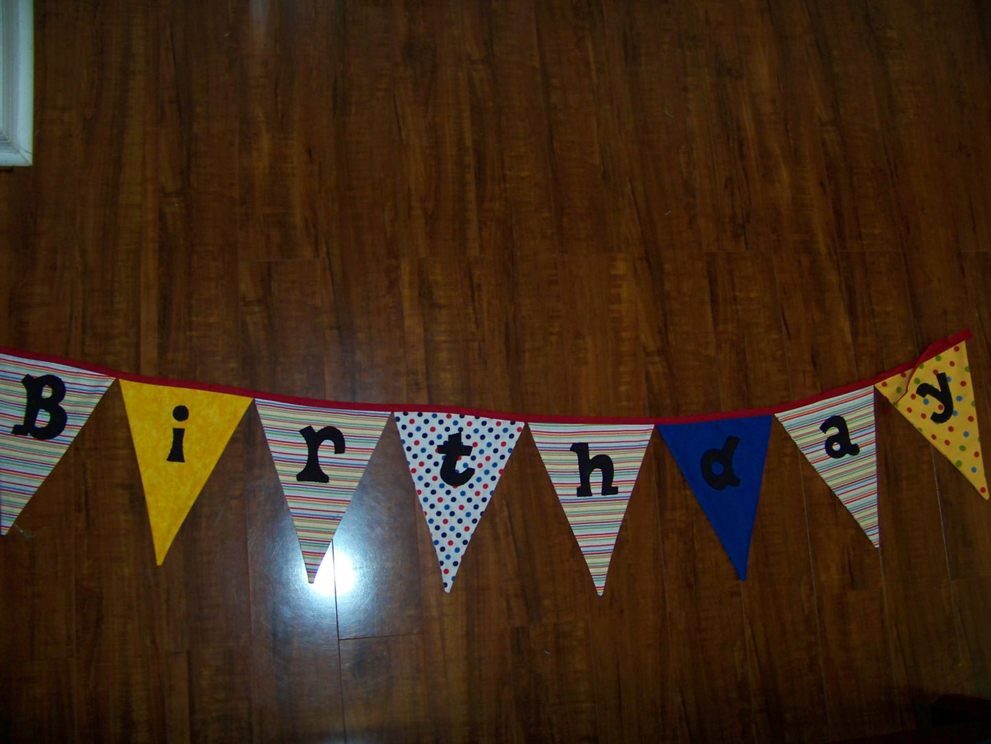 Happy Birthday Banner Flags Gender Neutral Decoration Party Bunting Yellow Red Reversible Party Flags