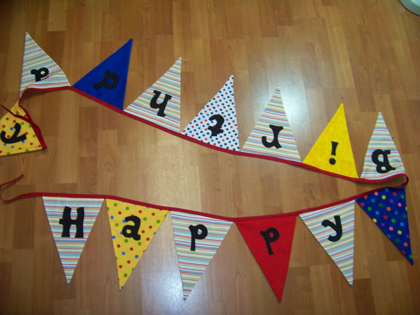 Happy Birthday Banner Flags Gender Neutral Decoration Party Bunting Yellow Red Reversible Party Flags
