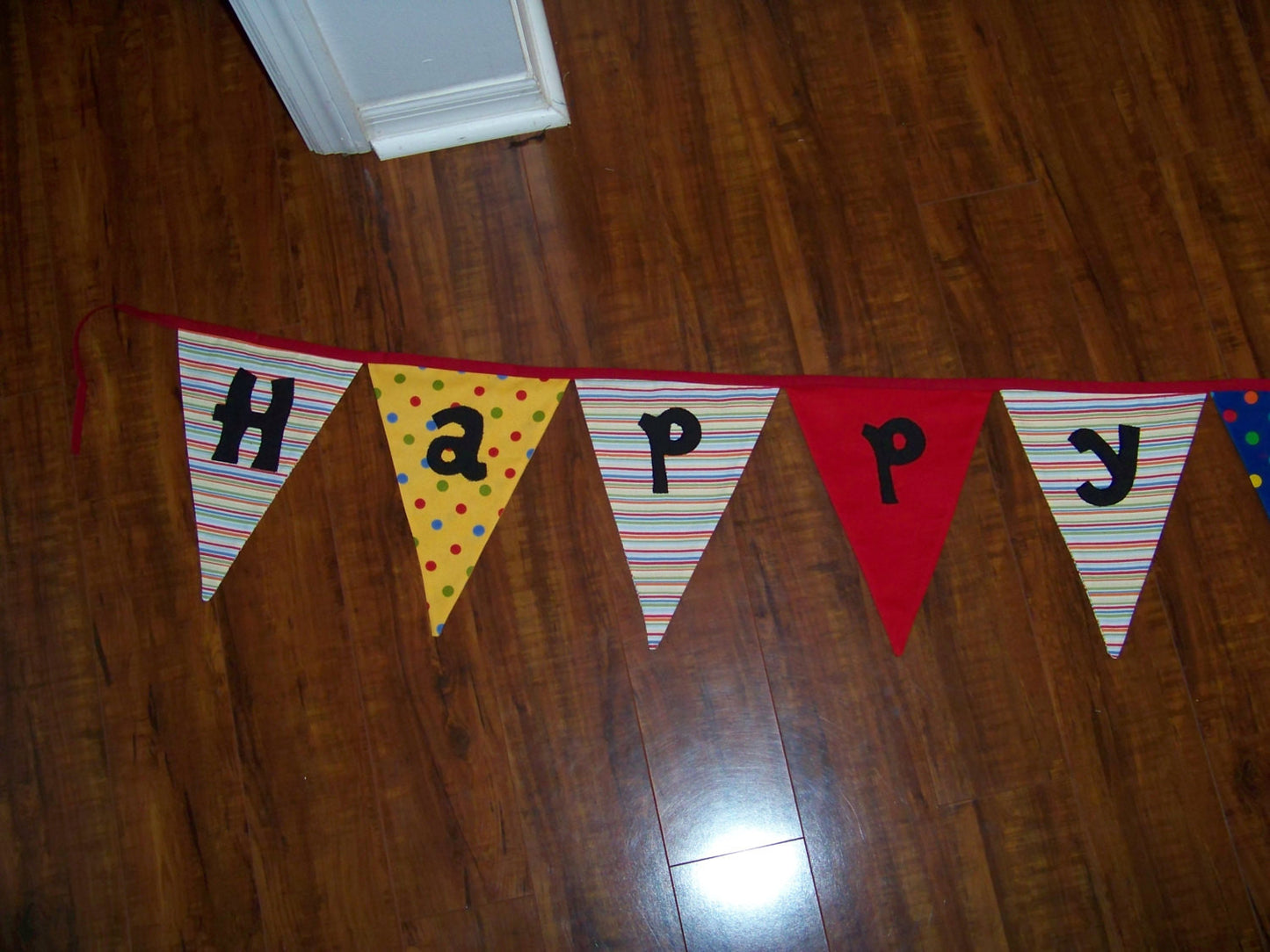 Happy Birthday Banner Flags Gender Neutral Decoration Party Bunting Yellow Red Reversible Party Flags