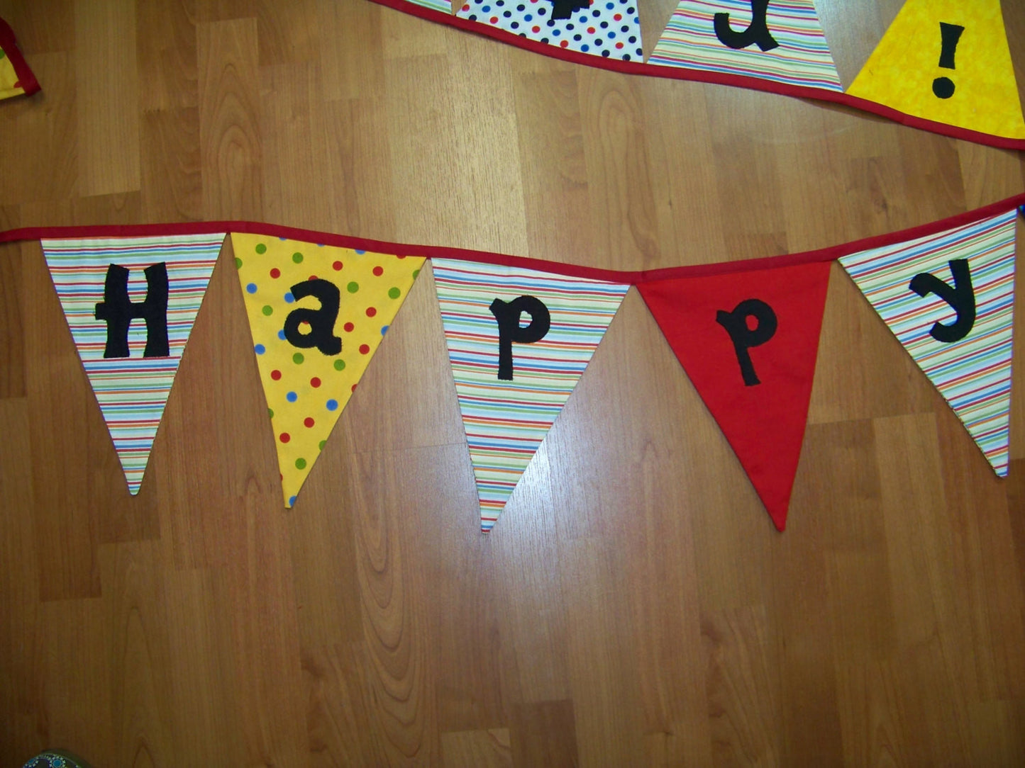 Happy Birthday Banner Flags Gender Neutral Decoration Party Bunting Yellow Red Reversible Party Flags