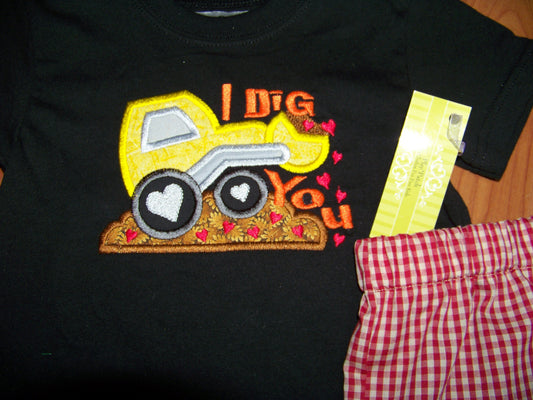 I Dig You valentine Short set Two Piece Valentine's Day boys short set