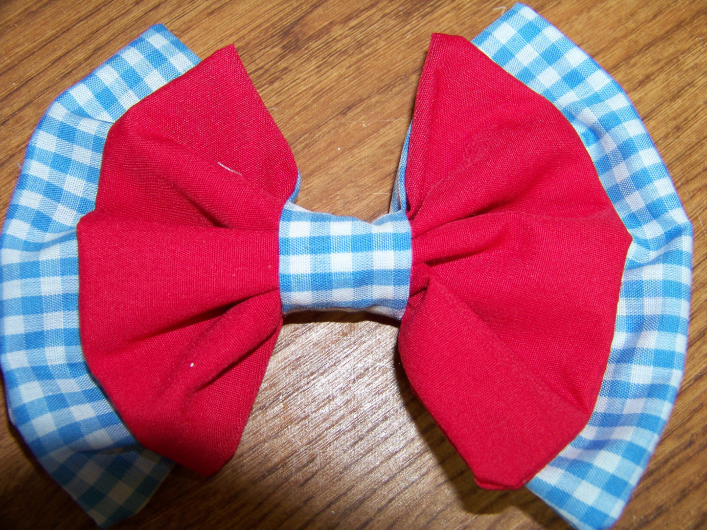 Wizard of OZ Inspired Gingham hair bow your choice of clip girls Dorothy cloth hairbow